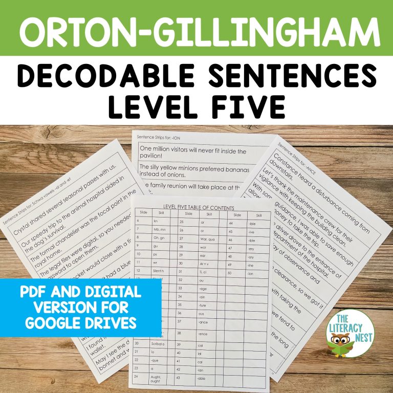 Orton-Gillingham Decodable Sentences Level Five