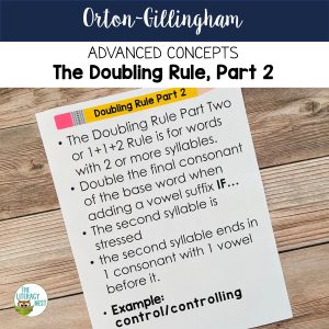 This image features a sample page from the Advanced Orton-Gillingham Activities for The Doubling Rule, Part 2 resource.