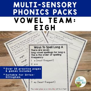 This is a featured image for the vowel team activities EIGH product.