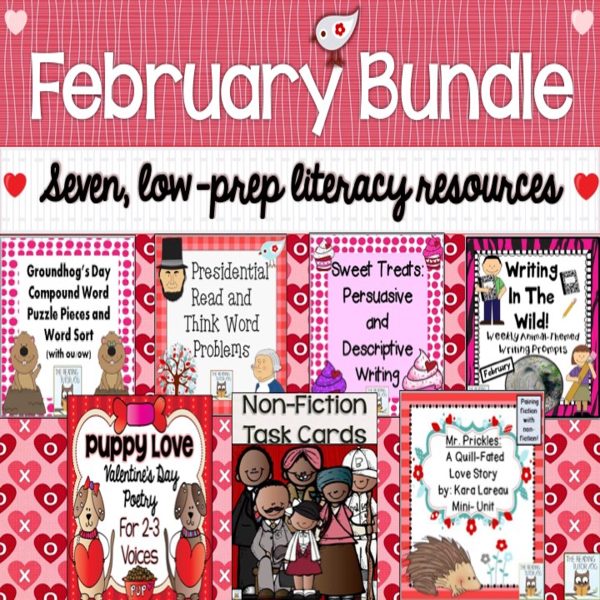 This image features images from the February Literacy Centers bundle.