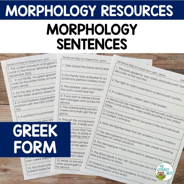 This resource includes over 41 pages of morphology sentences for Greek Forms. They’re a must have for your collection of morphology activities.