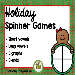 Check out these free, gingerbread-themed, phonics spinner games! They are part of the holiday activity multisensory FREEBIE!