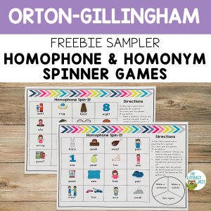 These FREE homophone and homonym spinner games are great for practice. Each spinner game has visuals for the words to help students recall the meanings.