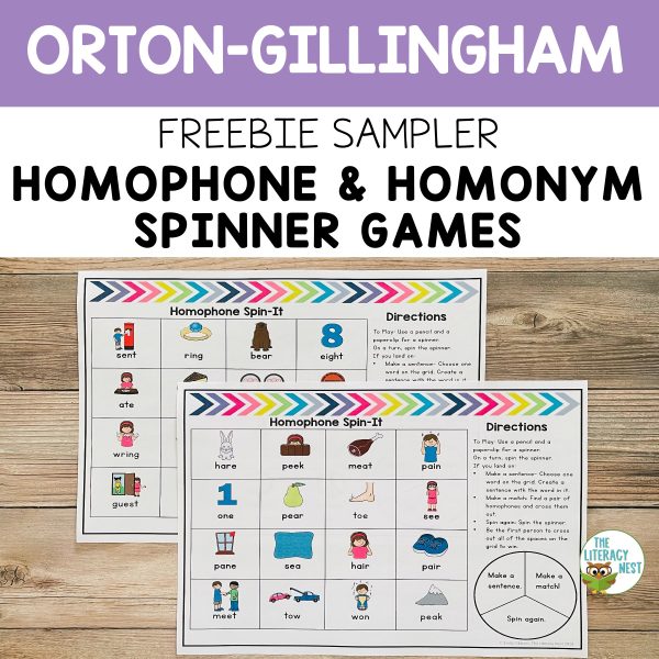 These FREE homophone and homonym spinner games are great for practice. Each spinner game has visuals for the words to help students recall the meanings.