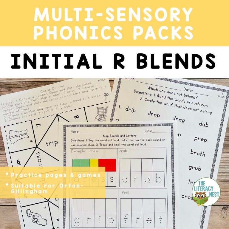 Consonant Blends Initial R Worksheets Activities for Orton-Gillingham Lessons
