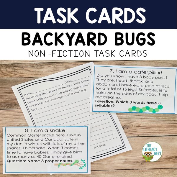 This is the featured image for the Task Cards: Insects product.