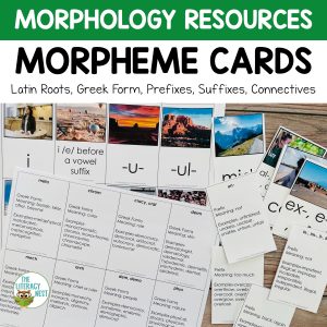 This resource includes over 140 morpheme cards for teaching prefixes, suffixes, Latin Roots, Greek combining forms and connectives.