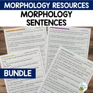 These morphology sentences include over 150 pages of sentences for teaching prefixes, suffixes, Latin Roots, Greek combining forms and connectives.