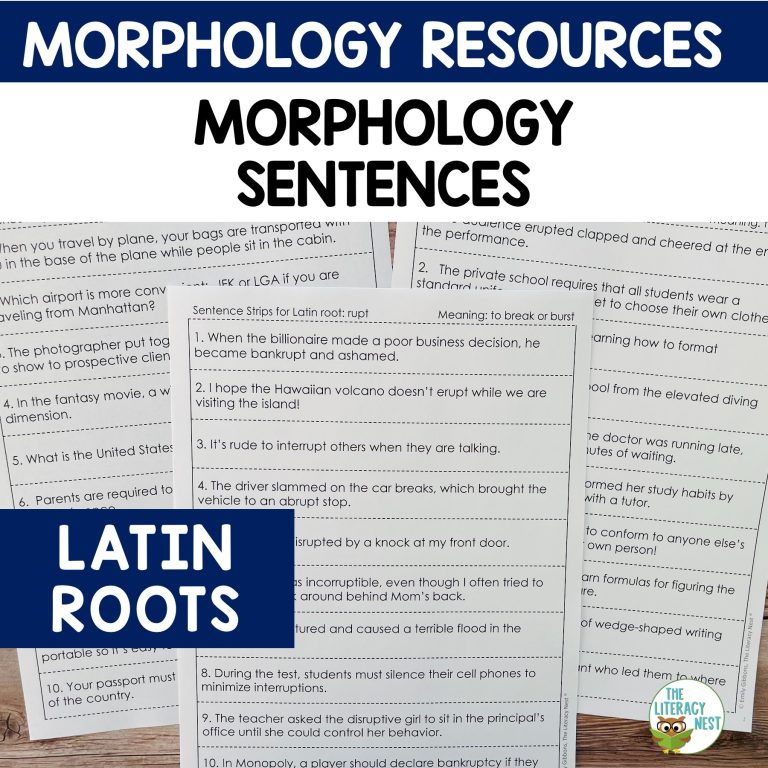 Morphology Sentences for Latin Roots and Connectives