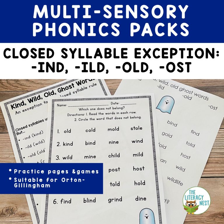 Closed Syllable Exception: IND, ILD, OLD, OST, -OLL, -OLT Systematic Phonics