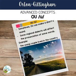 A sample page of the Advanced Orton-Gillingham Activities for OU (Short u) resource.
