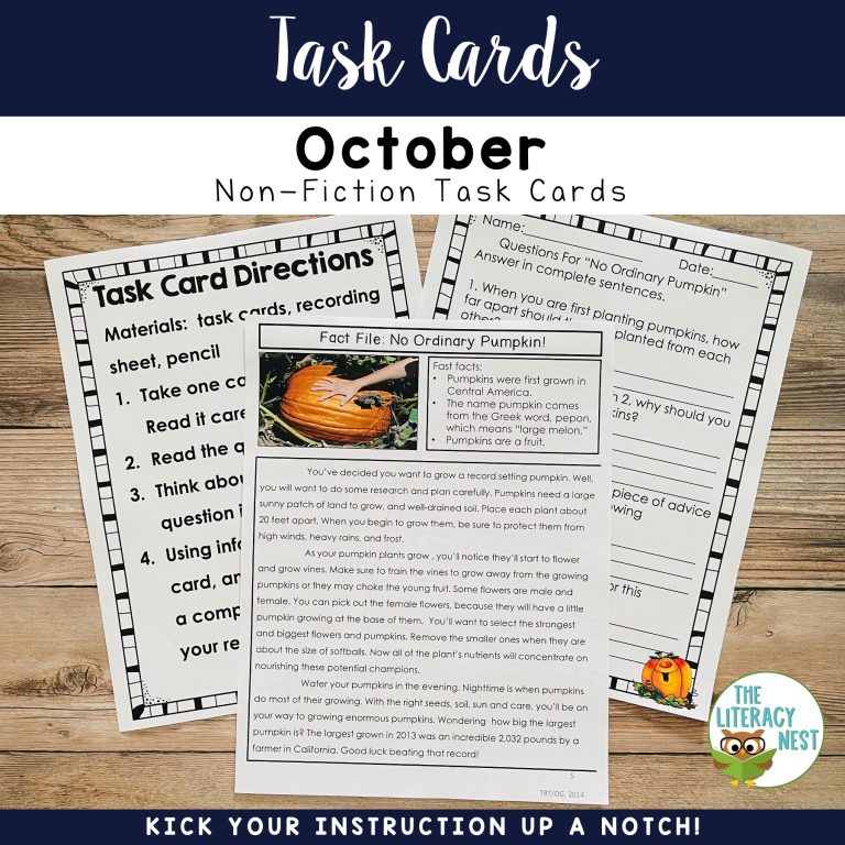 Task Cards: Informational Text Pumpkins