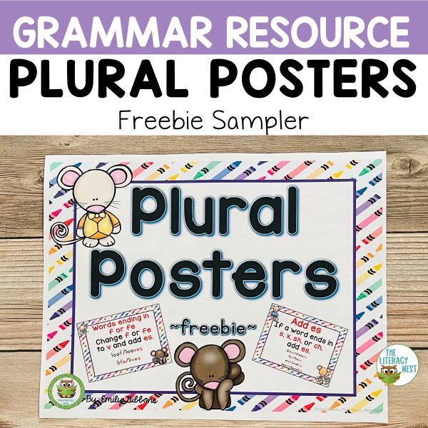This is a featured image for a plurals posters freebie.