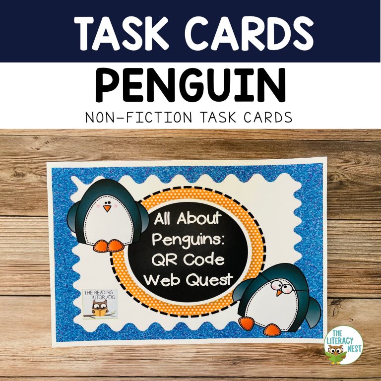 Literacy Centers: January | Penguins QR Codes Nonfiction Task Cards Multisensory