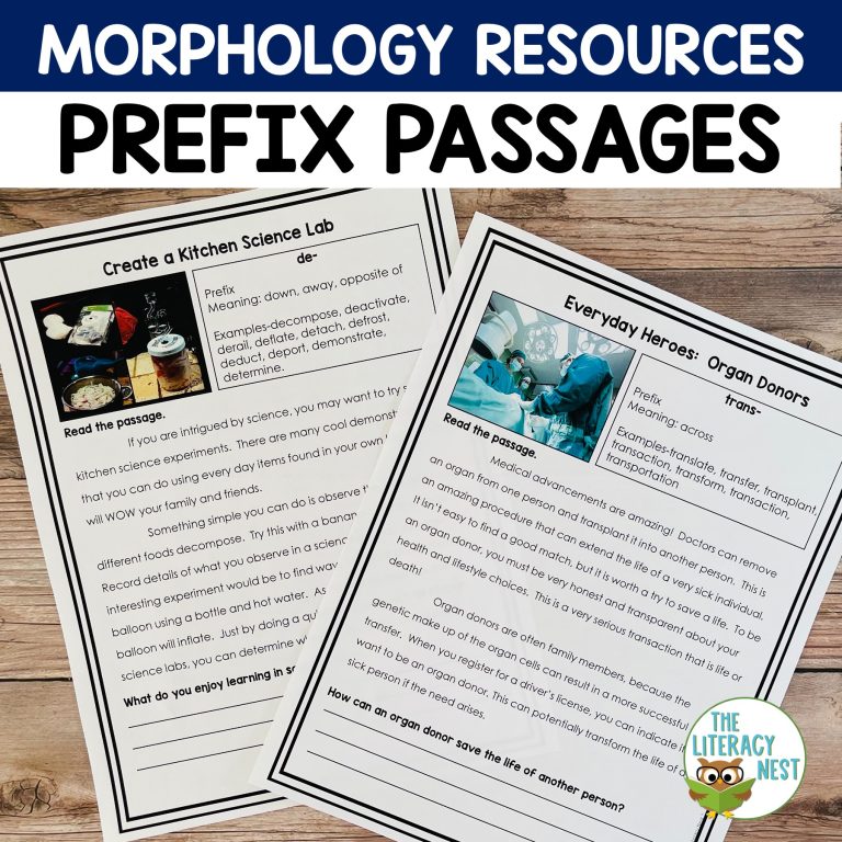 Morphology Reading Passages for Prefixes