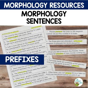This resource includes over 41 pages of morphology sentences for prefixes. They’re a must have for your collection of morphology activities.