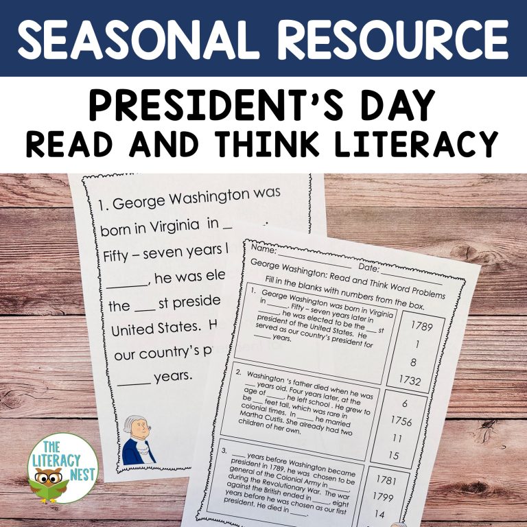 Word Problems: President’s Day | Read and Think Literacy Math Social Studies