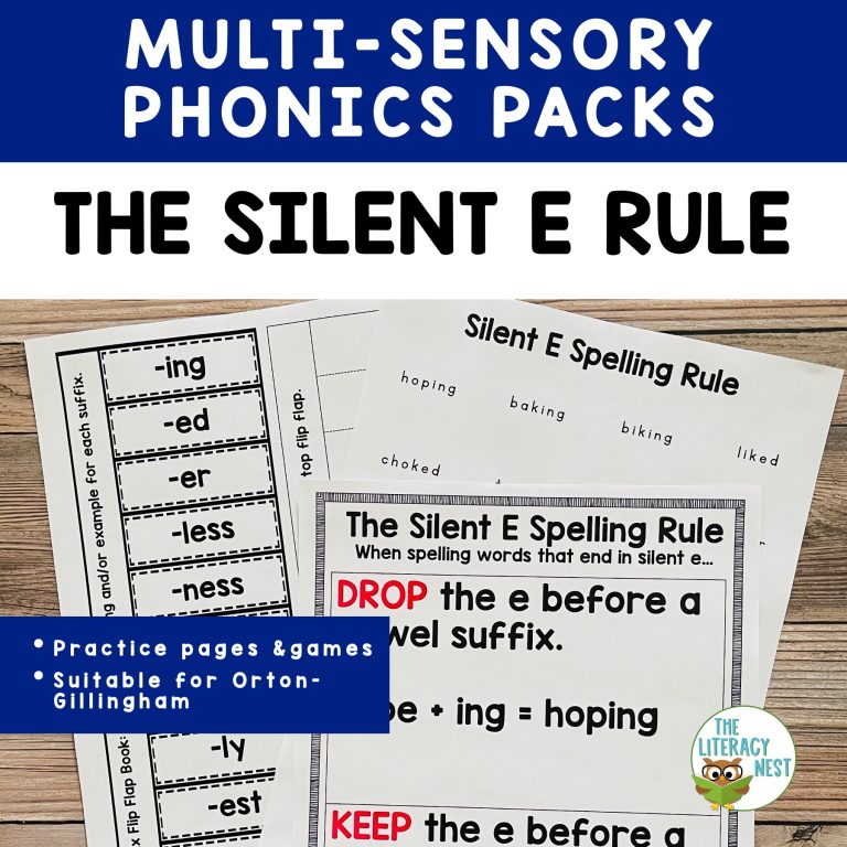 Orton-Gillingham Spelling Rule: Silent E Rule Multisensory Activities