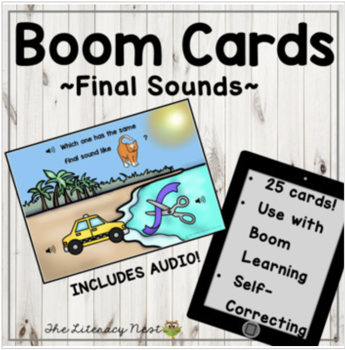 Phonemic Awareness Boom Cards: Final Sounds Multisensory Reading Practice