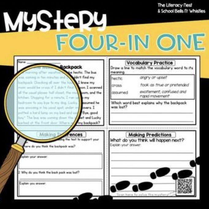 Reading Comprehension: Mystery Passages | Guided Literacy | Virtual Learning