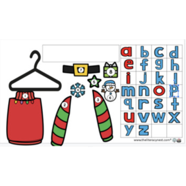 This is a sample image from the Holiday Activities: Spelling Tiles freebie.