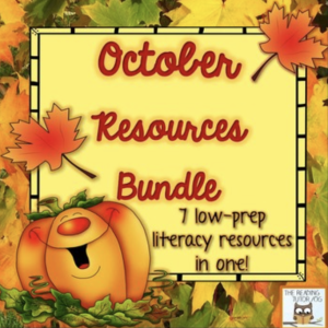 This is a cover image for the Literacy Centers: October bundle.