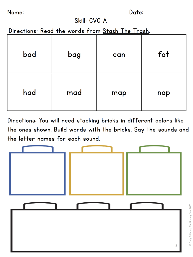 Stash The Trash Decodable Text Literature Guide Virtual Learning