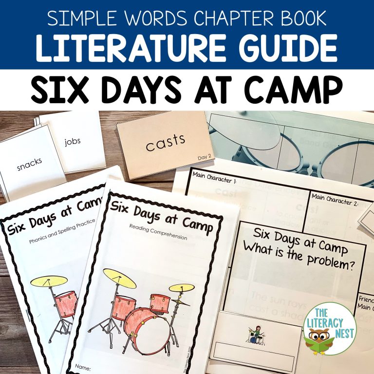 Six Days At Camp Literature Guide: Simple Words Chapter Book | Virtual Learning