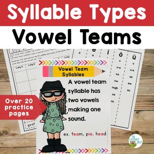 This is a featured image for the Vowel Teams Activities phonics pack.