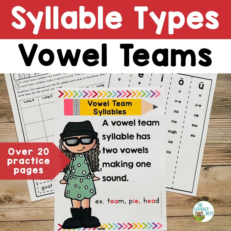 Syllable Types Vowel Teams Activities Orton-Gillingham Lessons