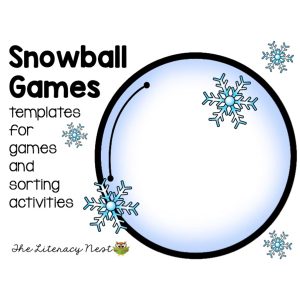 This is a featured image for a Literacy Games: Snowball freebie.