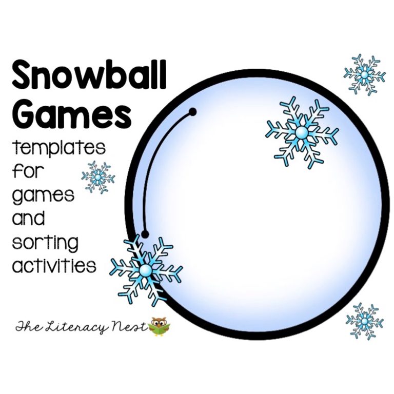 This is a featured image for the Literacy Games: Snowball activities.