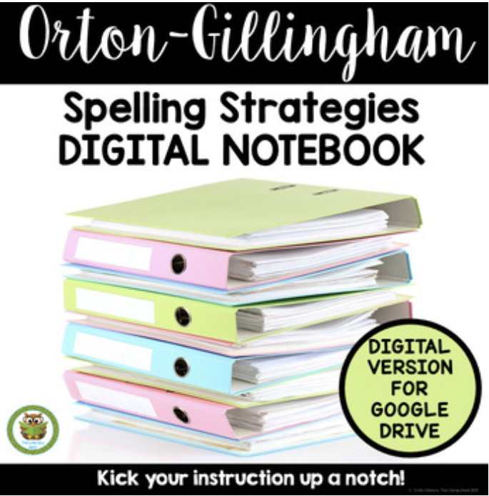 Reading Spelling Concepts Strategies DIGITAL NOTEBOOK Orton-Gillingham Materials