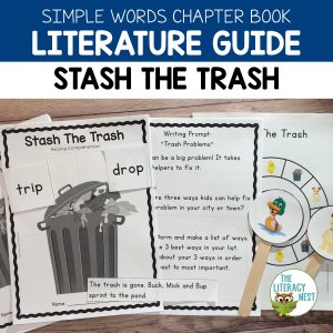 The featured image for the Stash The Trash Decodable Text Literature Guide.