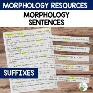 This resource includes over 41 pages of morphology sentences for Inflectional & Derivational Suffixes. They’re a must have for your collection of morphology activities.