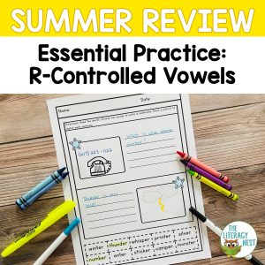 This is a featured image for the summer practice R-Controlled vowels phonics pack.