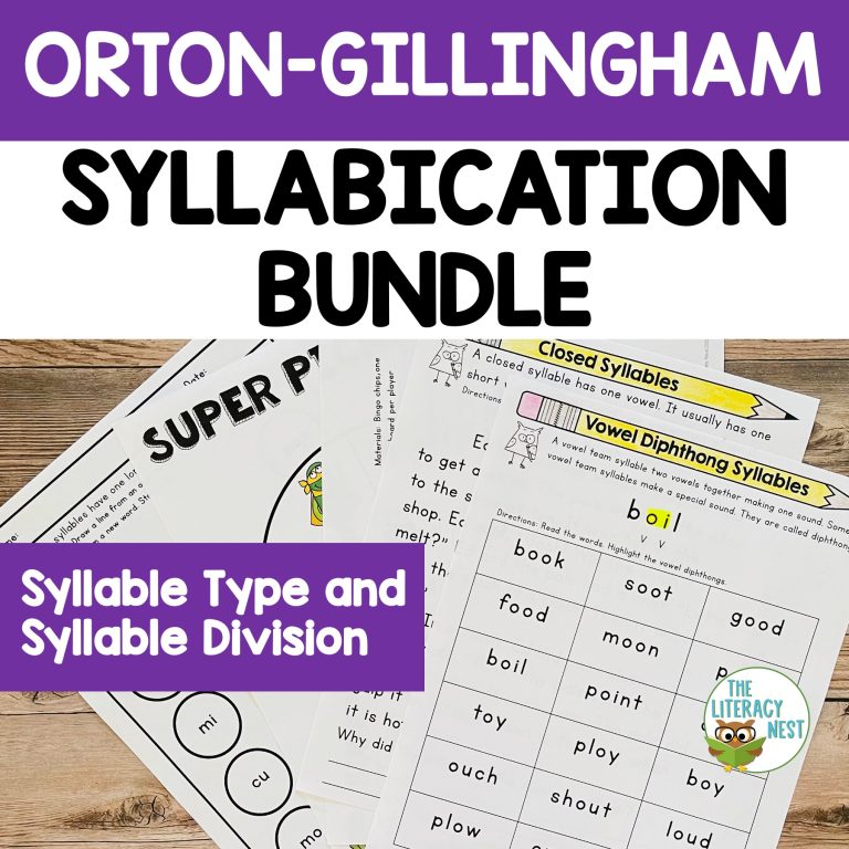 Syllable Types and Syllable Division for Orton-Gillingham Lessons BUNDLE