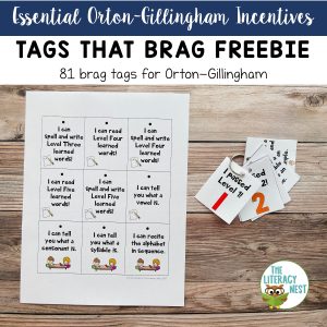 This image features a sample page from the Tags That Brag Freebie.