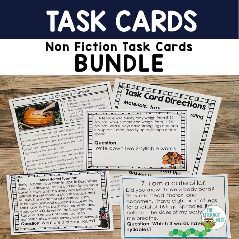Task Cards: Non-Fiction Reading Informational Bundle | Multisensory Literacy