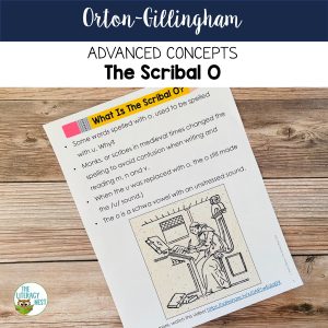 This image features a sample page of the Advanced Orton-Gillingham Activities for Scribal O resource.