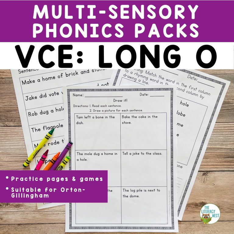 VCE: Long O | Orton-Gillingham Activity Multisensory Phonics Structured Literacy