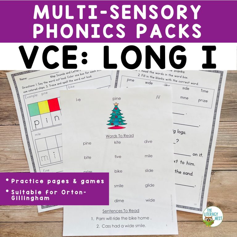 VCE: Long I | Orton-Gillingham Activity Multisensory Phonics Structured Literacy