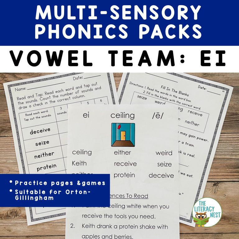 Vowel Team : EI | Orton-Gillingham Multisensory Phonics Structured Literacy