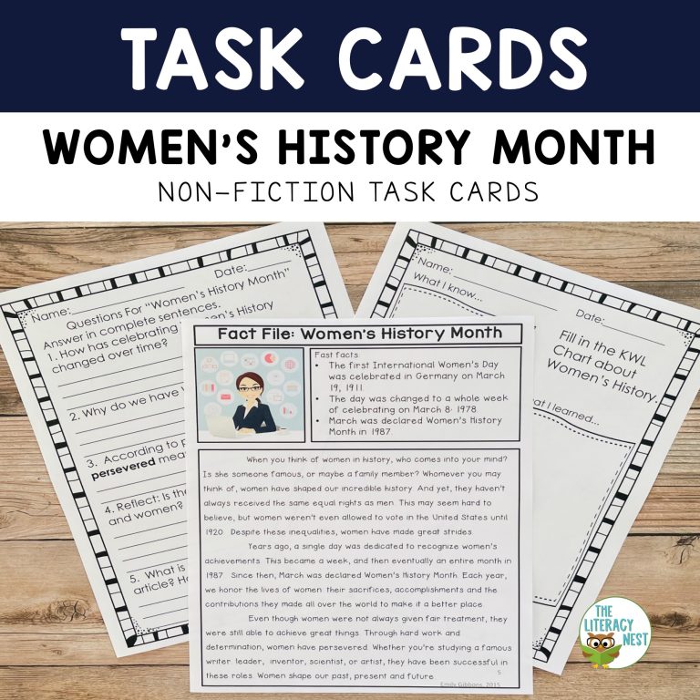 Women’s History Month Nonfiction Task Cards