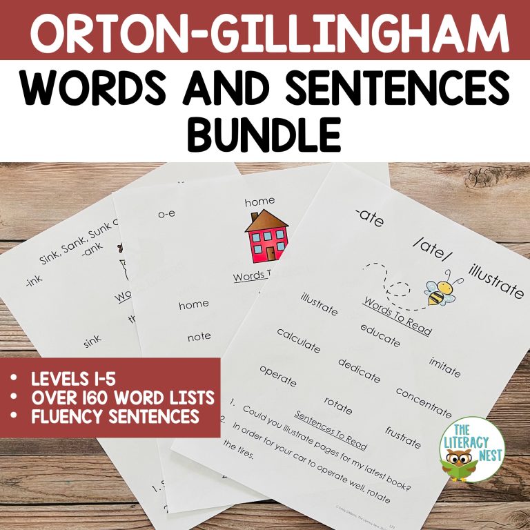 Decodable Word Lists and Sentences for Orton-Gillingham Lessons Levels 1-5