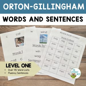 A featured image for the Orton Gillingham Lessons Level 1 product.