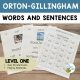Decodable Word Lists & Sentences for Orton Gillingham Lessons Level 1 ...