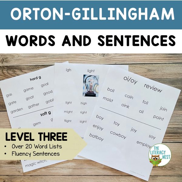 These Orton Gillingham Lessons Level 3 word lists and sentences include easy read fonts, spacing, formatting, and word lists for a complete level 3 set. 