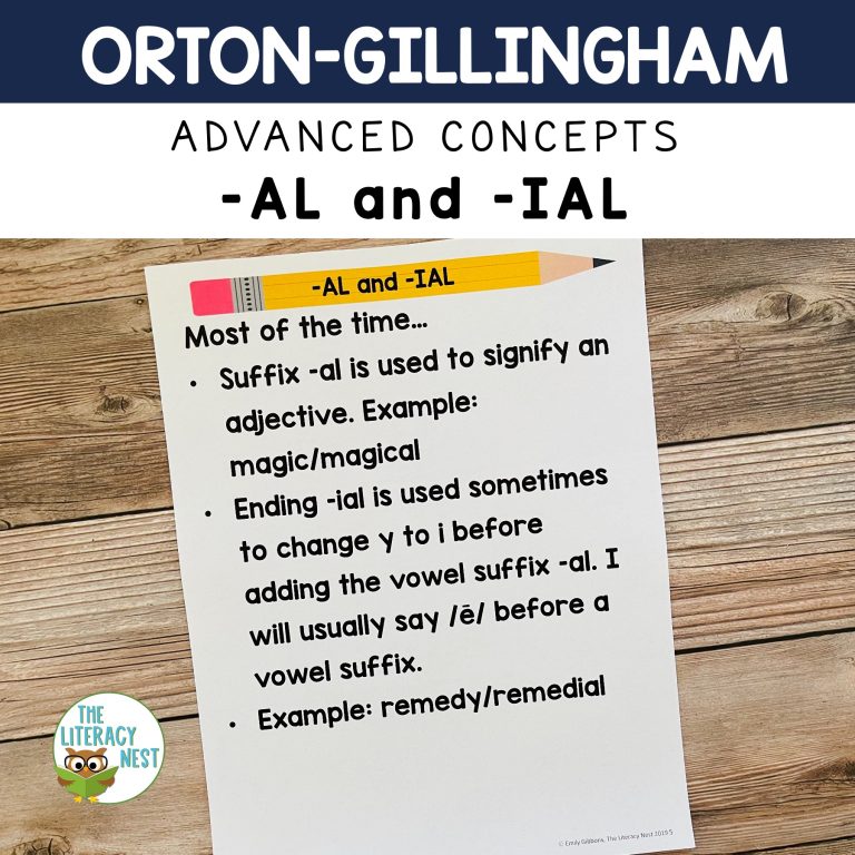 Suffix -AL and -IAL for Advanced Orton-Gillingham Activities