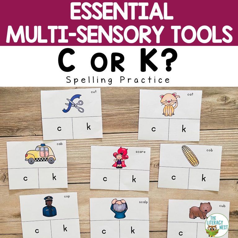 Initial C or K Free Spelling Activities for Orton-Gillingham Lessons